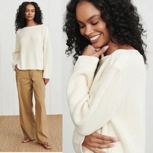 Jenni Kayne Cotton Boatneck Sweater White